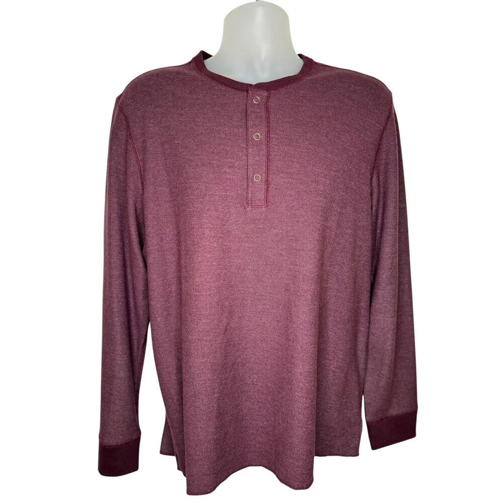UNTUCKit Mens Purple Cotton Modal 1/4 Snap Front Henley Long Sleeve Shirt